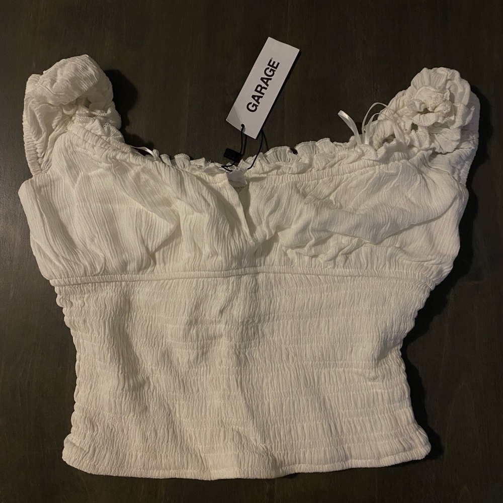 Garage Cream Ruched Blouse NWT